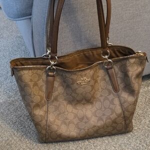 Coach Tan and Brown Signature Tote
